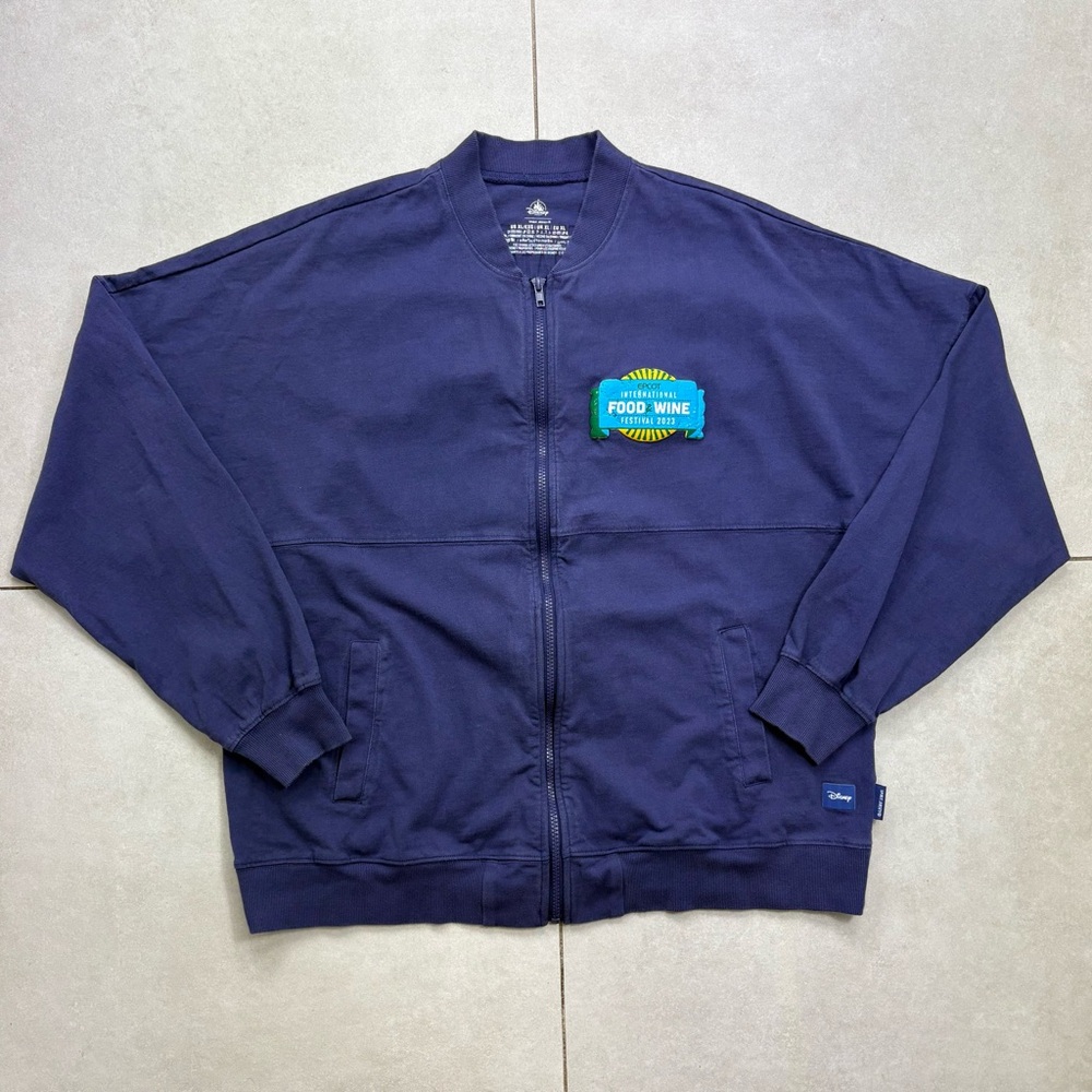 Navy‎ Zip-Up Sweatshirt with Food & Wine Patch
